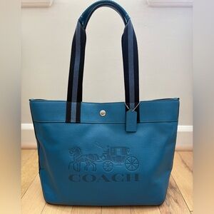 Coach Sporty Leather Jes Large Blue Tote w/ Horse and Carriage